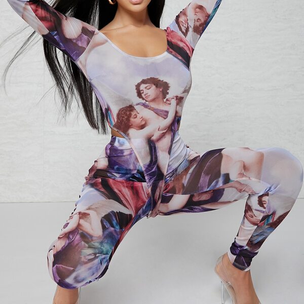 

Cherub Sheer Mesh High-Leg Bodysuit & Leggings Set, Multicolor
