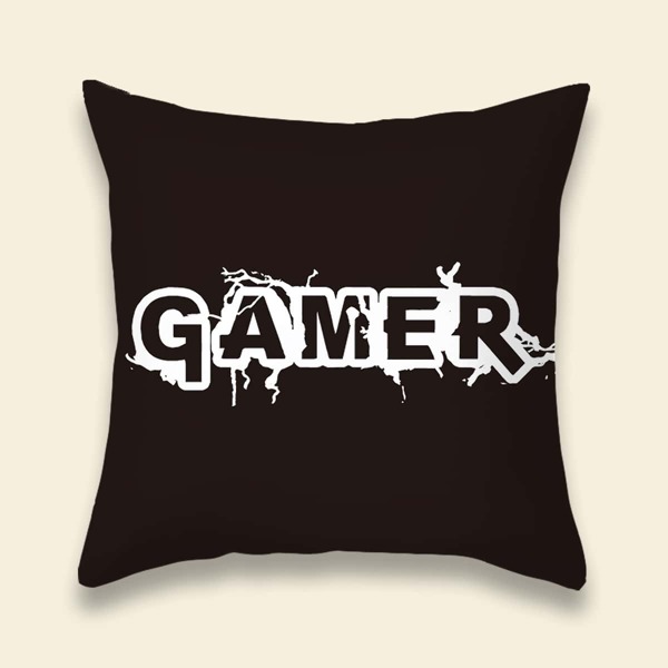 

Letter Graphic Cushion Cover Without Filler, Black and white