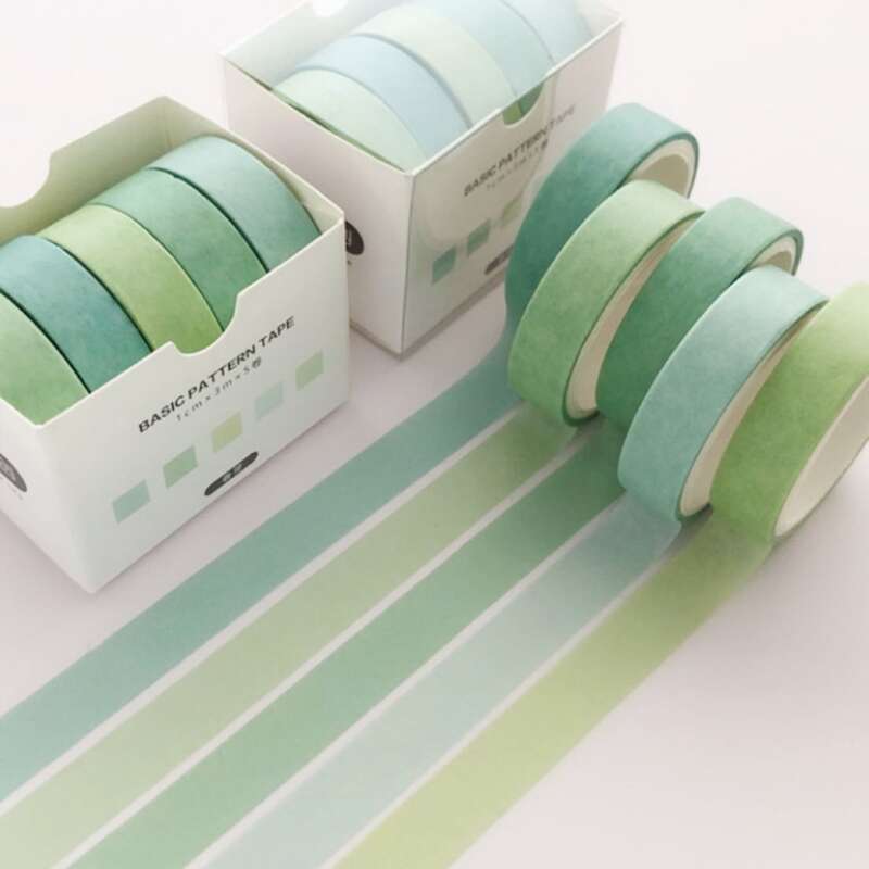 

5rolls Solid Decorative Tape, Multicolor