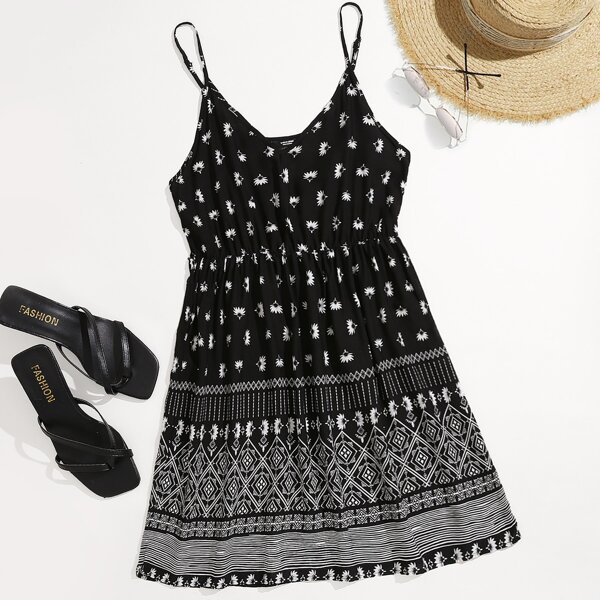 

Plus Floral Cami Dress, Black