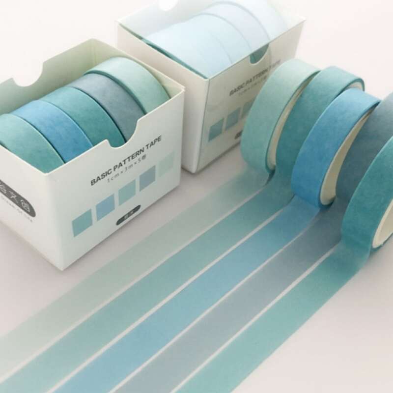

5rolls Solid Decorative Tape, Multicolor