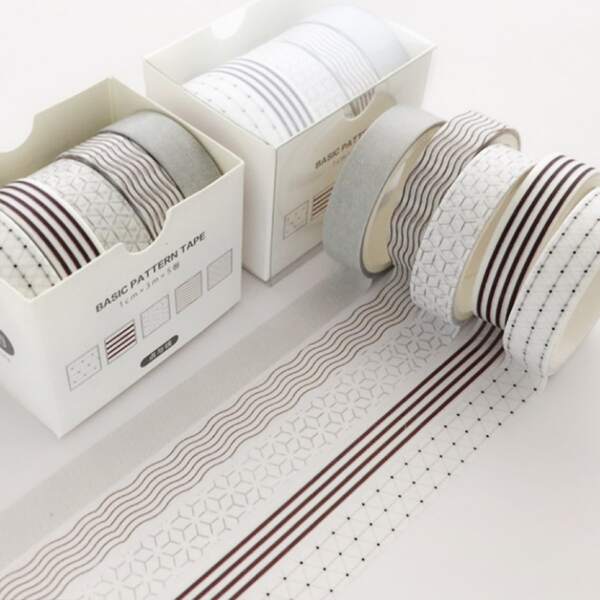 

5rolls Geometric Pattern Decorative Tape, Multicolor
