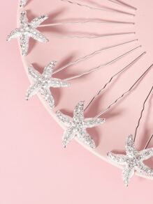 6pcs Starfish Decor Hair Pin - Silver - View 4
