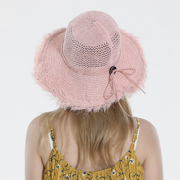 

Raw Hem Sun Hat, Pink