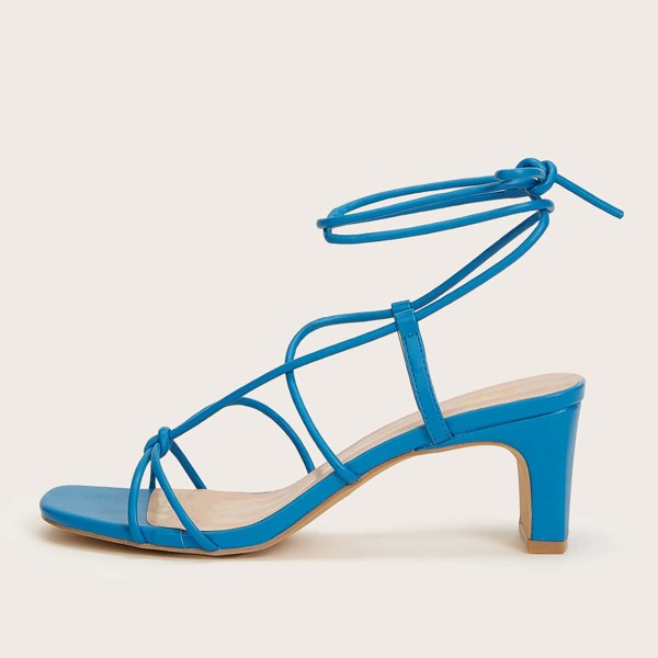 

Open Toe Strappy Mid Heeled Sandals, Blue