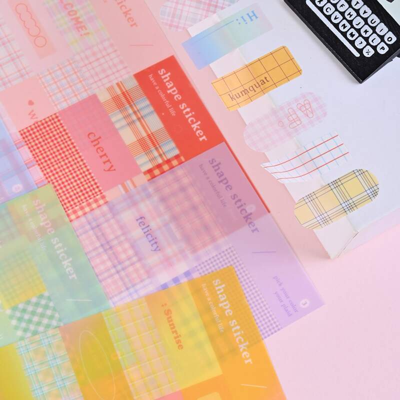 

8sheets Plaid Pattern Random Sticker, Multicolor