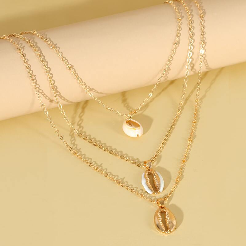 

Shell Layered Necklace, Gold