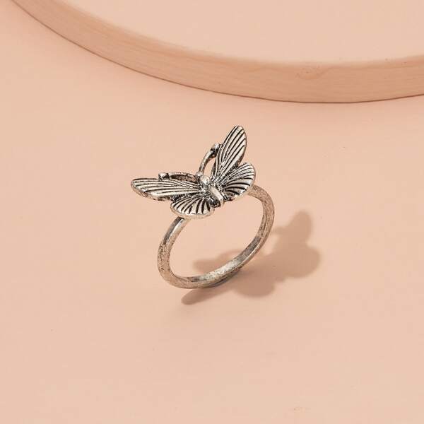 

Butterfly Decor Vintage Ring, Antique silver