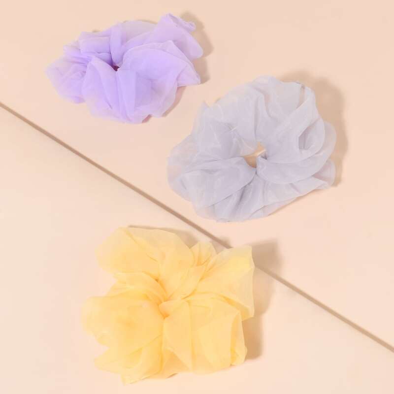 

3pcs Solid Scrunchie, Multicolor