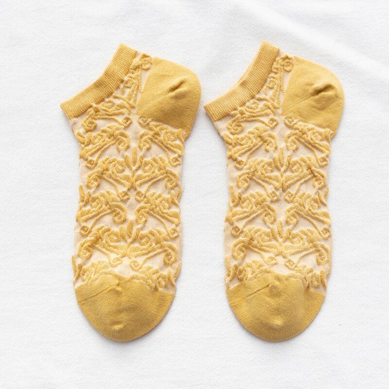 

Embossed Ankle Socks, Yellow