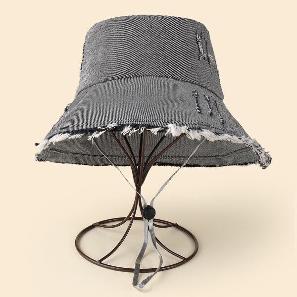 

Raw Hem Bucket Hat, Grey