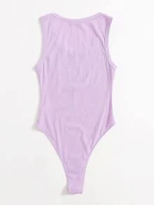SHEIN EZwear 大圓領素色連體衣 - 紫丁香色 - 查看 2