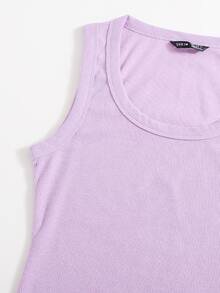 SHEIN EZwear 大圓領素色連體衣 - 紫丁香色 - 查看 3