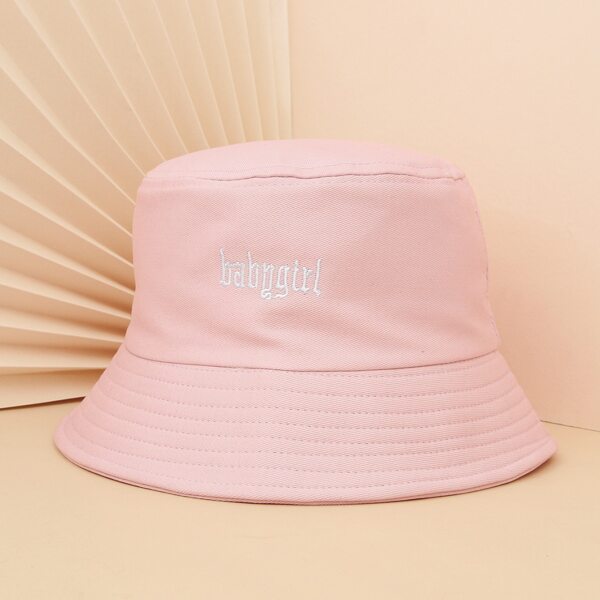 

Letter Embroidered Bucket Hat, Pink