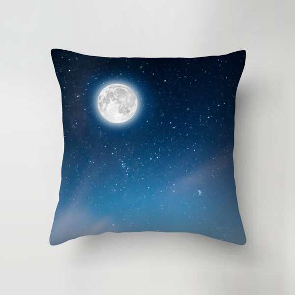 

Moon Print Cushion Cover Without Filler, Multicolor