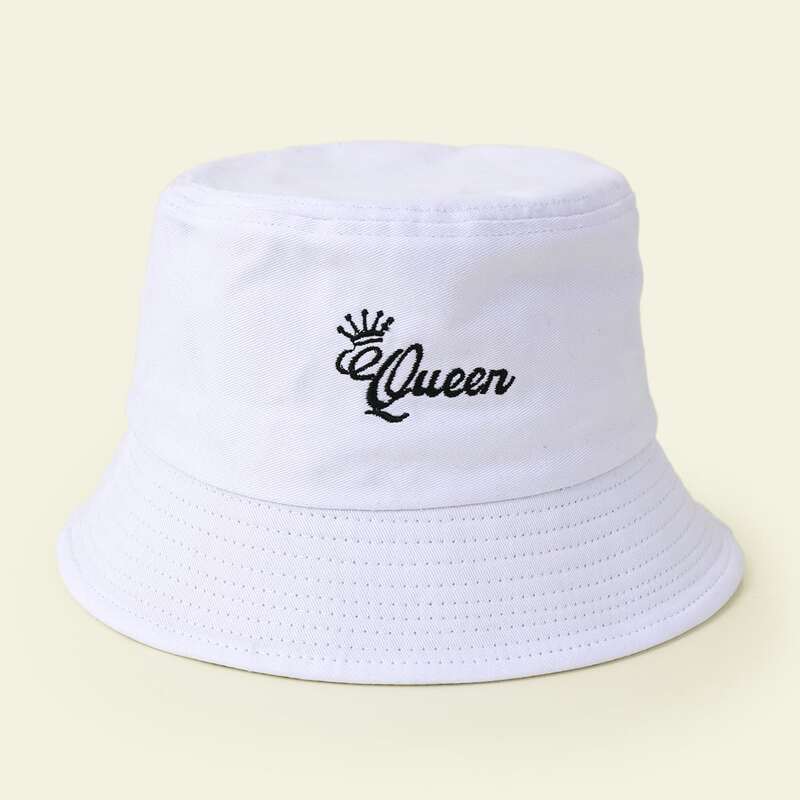 

Letter Embroidery Bucket Hat, White