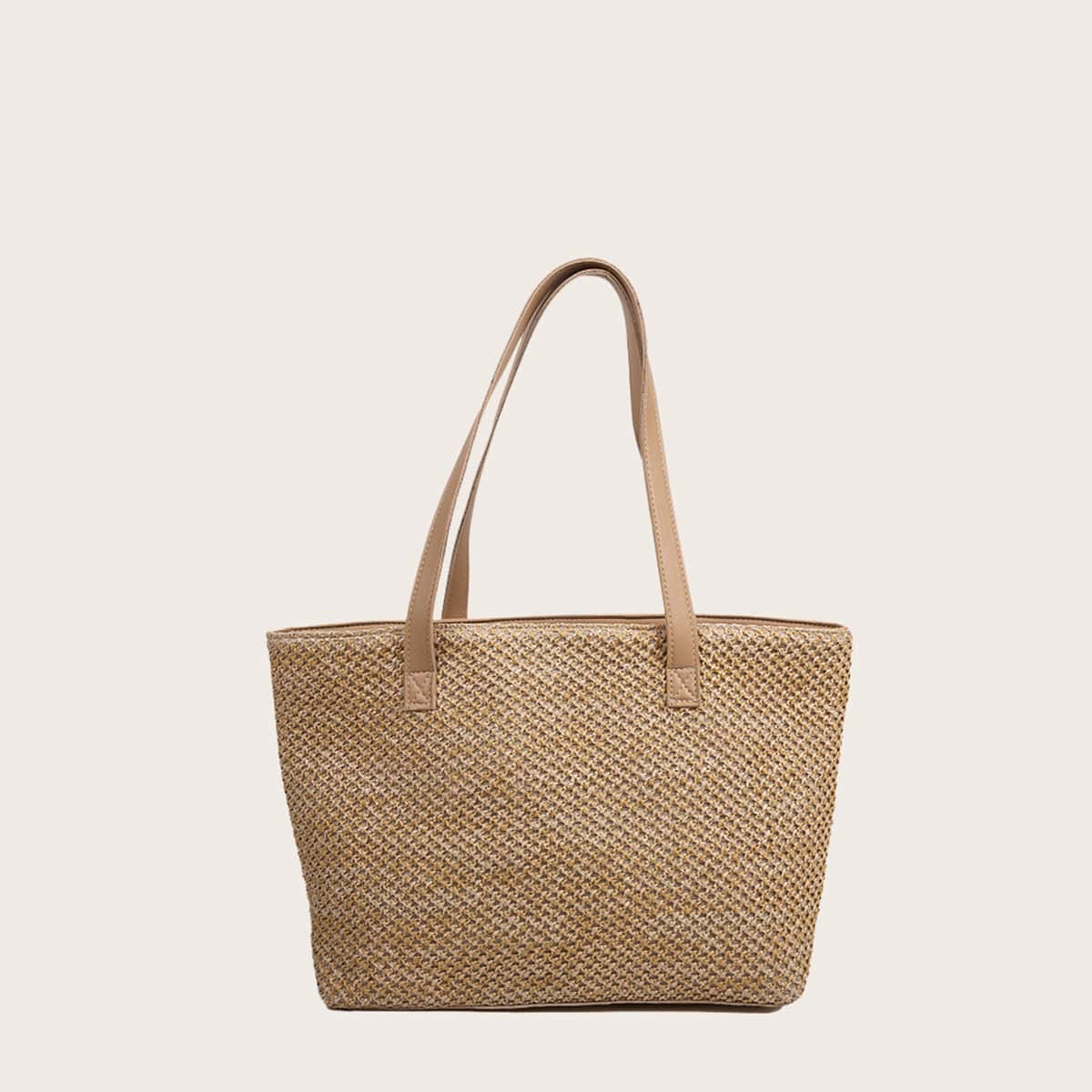 

Straw Tote Bag, Khaki
