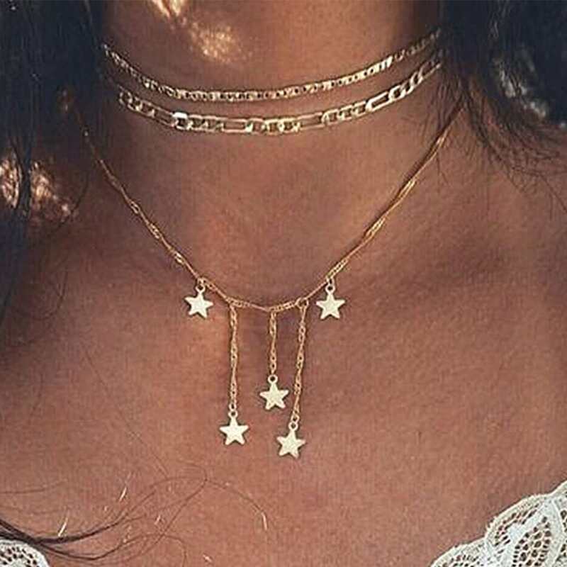

Star Layered Necklace, Gold