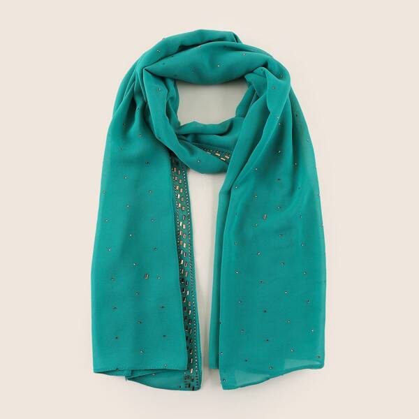 

Rhinestone Chiffon Scarf, Green