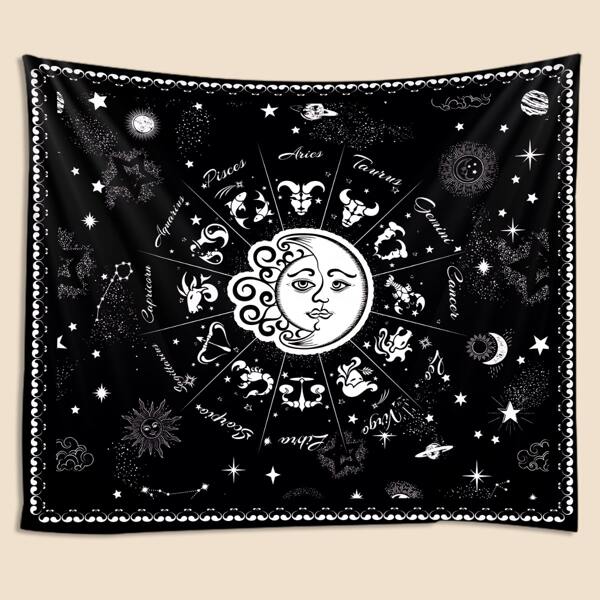 

Sun & Moon Print Tapestry, Black and white