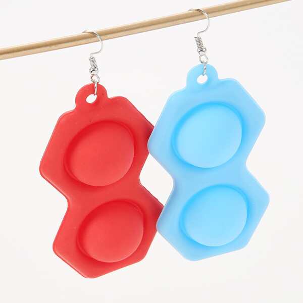 

Random Color Geo Drop Earrings, Multicolor