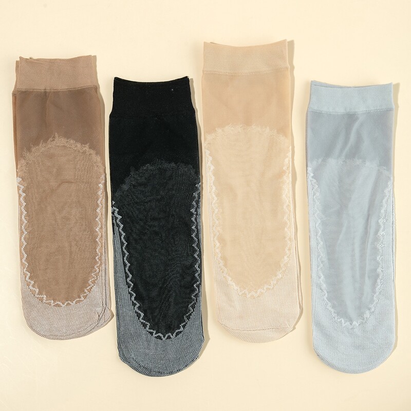 

4pairs Sheer Ankle Socks, Multicolor
