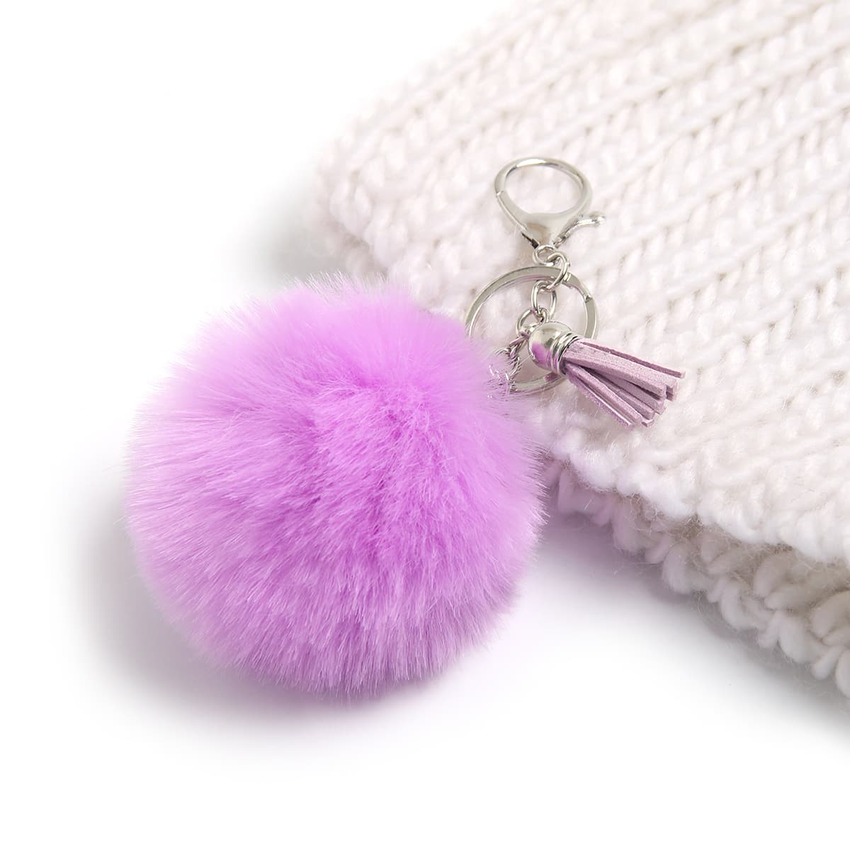 

Pom-pom Pendant Keychain, Mauve purple