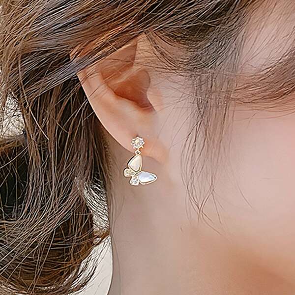 

Butterfly Drop Earrings, Gold