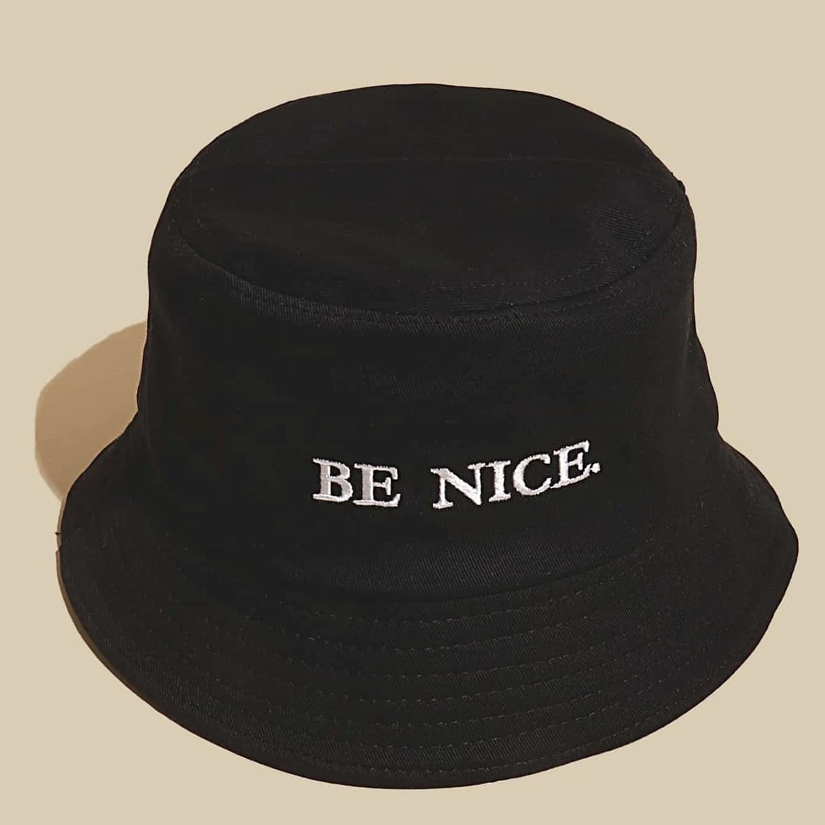 

Slogan Embroidery Bucket Hat, Black