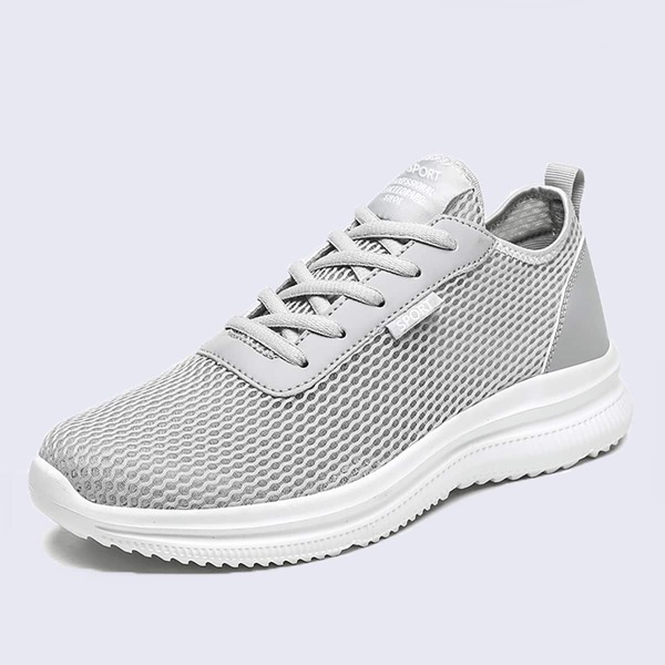 

Men Mesh Panel Lace-Up Front Sneakers, Grey