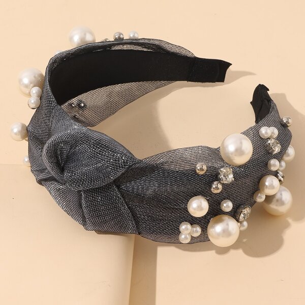 

Faux Pearl Decor Hair Hoop, Black