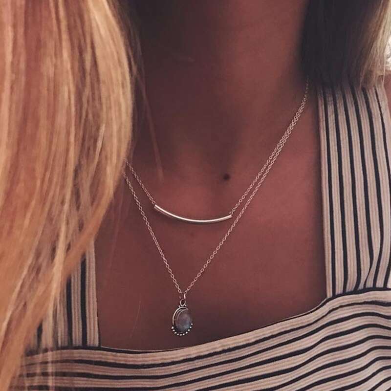 

Crystal Layered Necklace, Gold
