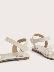 小女童編織設計條帶涼鞋 - 杏色 - 查看 4