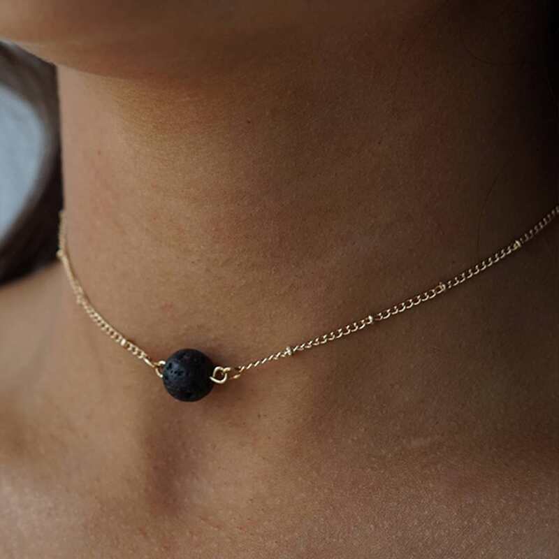 

Stone Charm Choker, Black