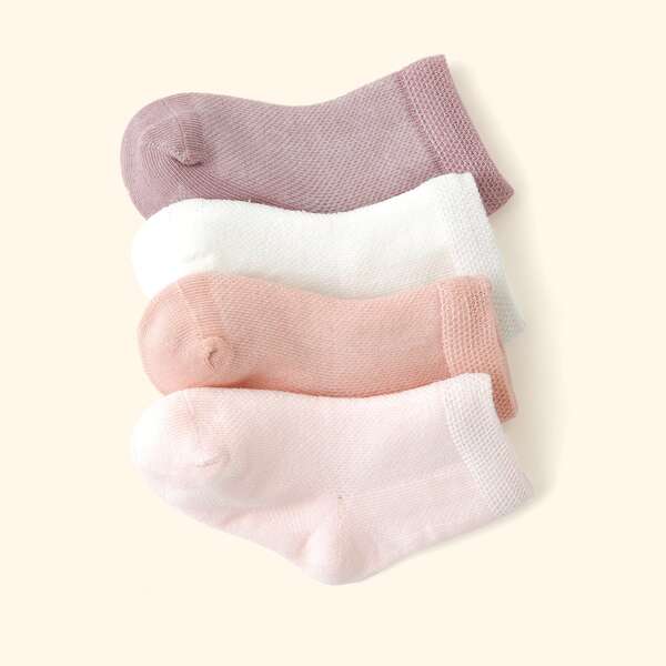 

4pairs Baby Simple Socks, Multicolor