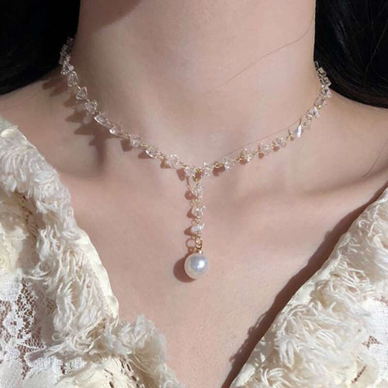 

Crystal Y-Lariats Necklace, White