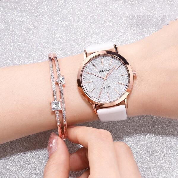 

1pc Round Pointer Quartz Watch & 1pc Bracelet