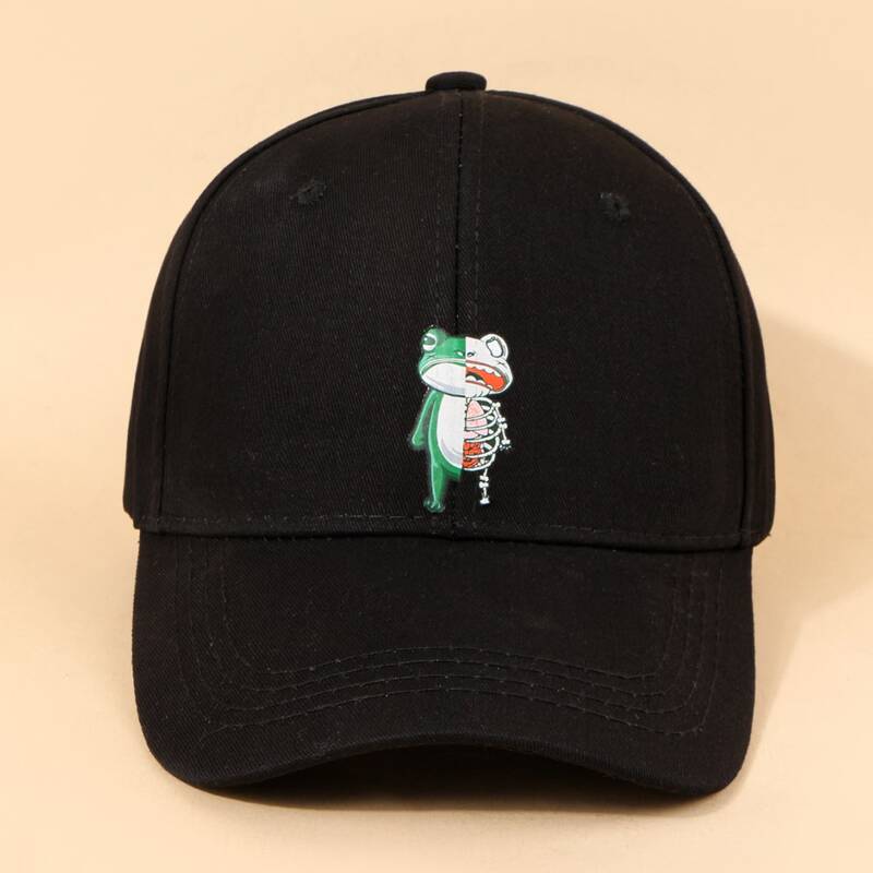 

Frog Pattern Baseball Cap, Black