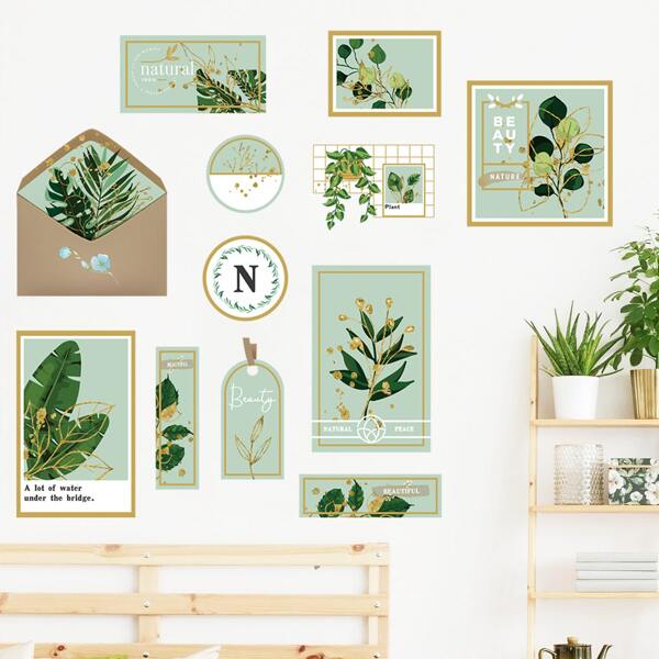 

1set Plant Print Wall Sticker, Multicolor