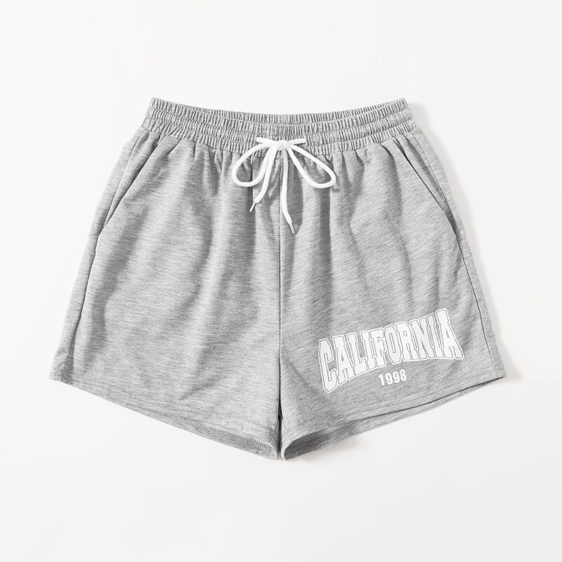 

Letter Drawstring Shorts, Light grey