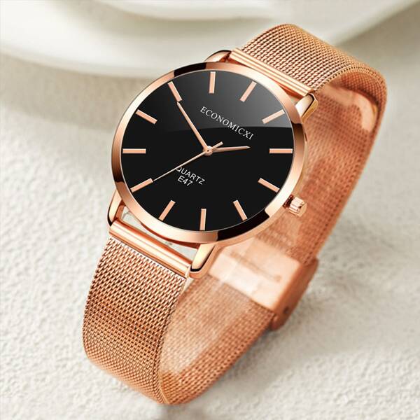 

Mesh Strap Round Pointer Quartz Watch