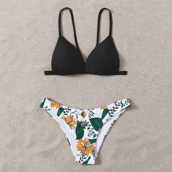 

Floral Print Push Up Bikini Swimsuit, Multicolor