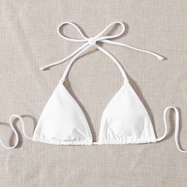 

Halter Triangle Bikini Top, White