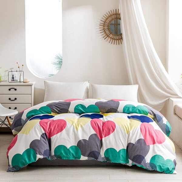 

Heart Print Duvet Cover Without Filler, Multicolor