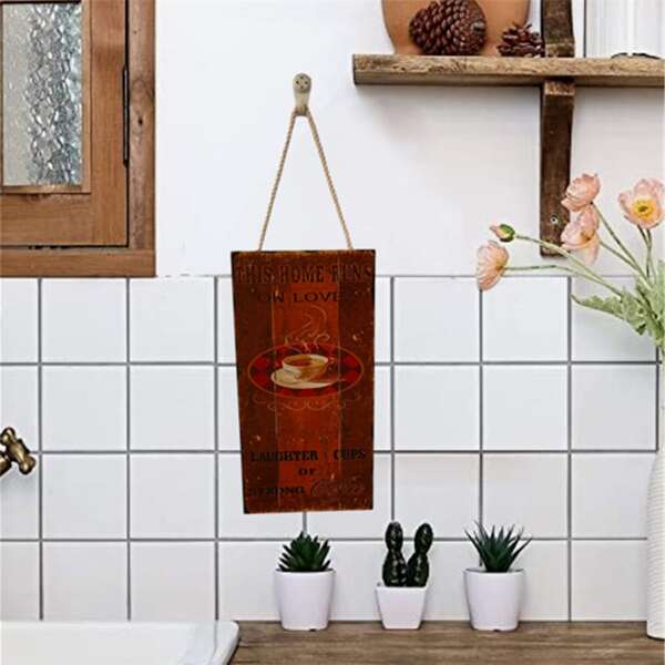 

Coffee Print Wooden Wall Hanging, Redwood