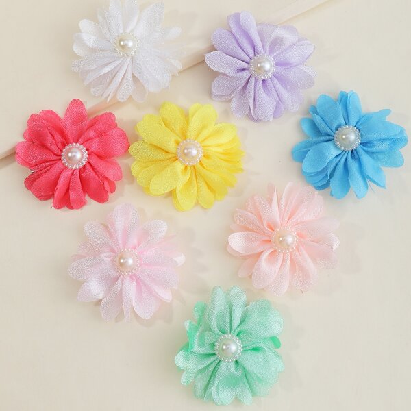 

8pcs Toddler Girls Flower Decor Hair Clip, Multicolor