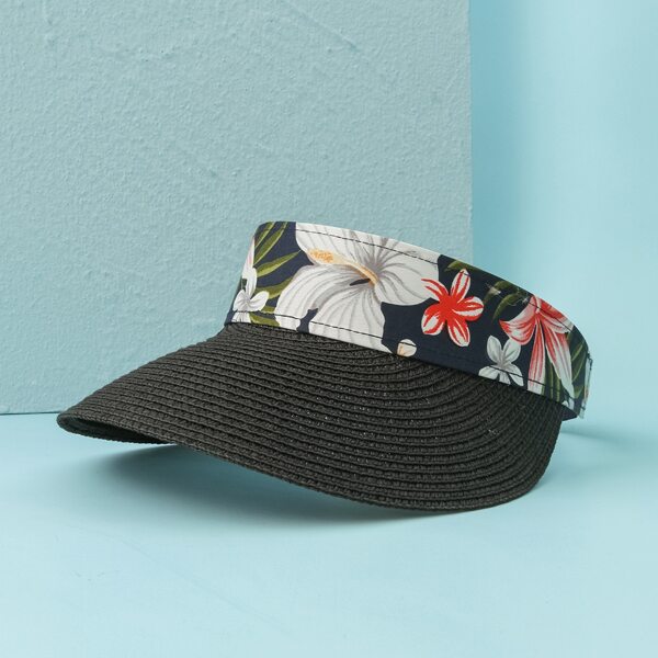

Floral Print Visor Hat, Black