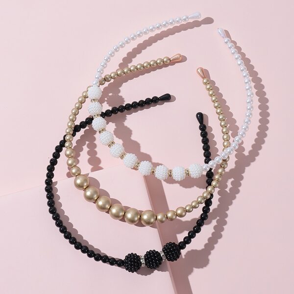 

3pcs Girls Beaded Hair Hoop, Multicolor