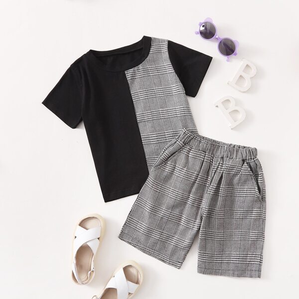 

Toddler Boys Contrast Plaid Tee & Shorts, Multicolor