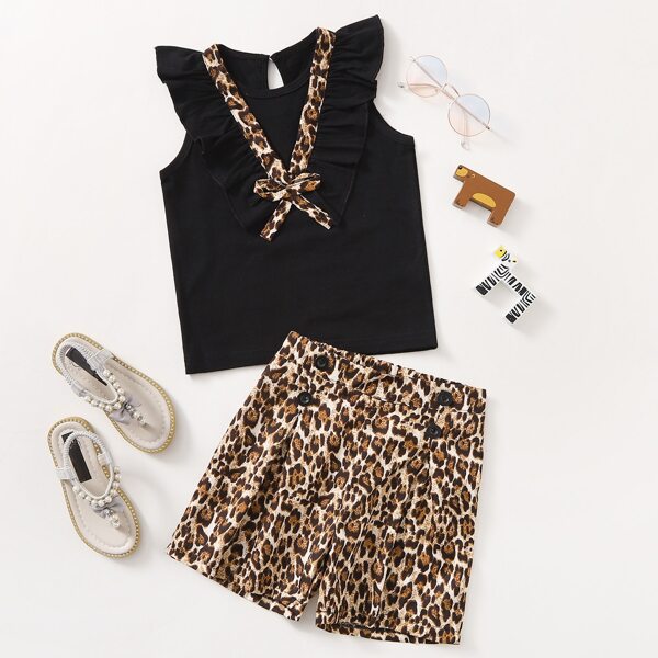 

Toddler Girls Ruffle Trim Tank Top & Cheetah Print Shorts, Multicolor